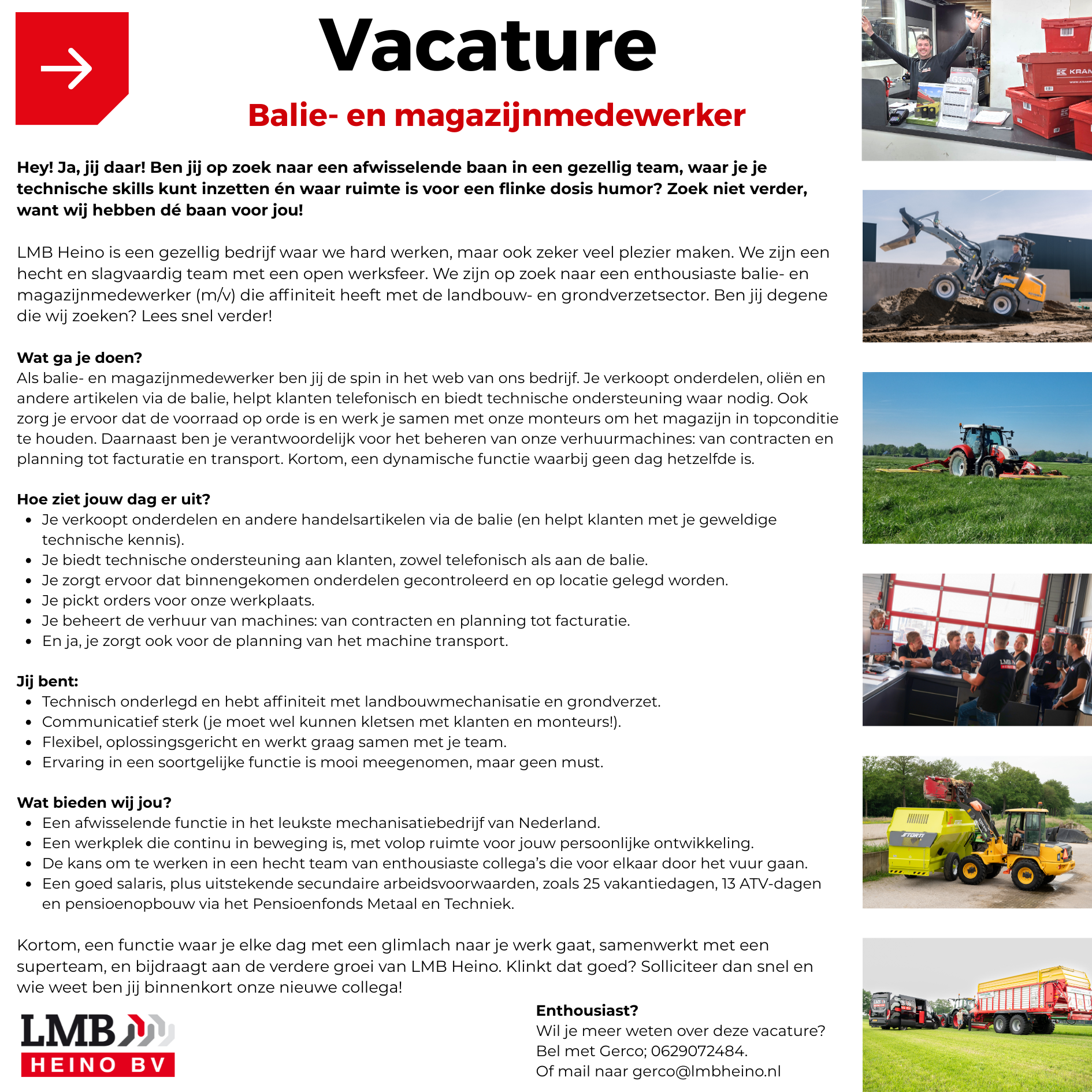 Vacature LMB Heino Balie-en magazijnmedewerker